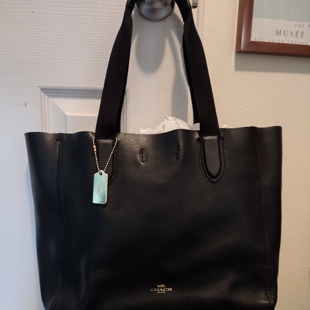 Black Leather Coach Tote